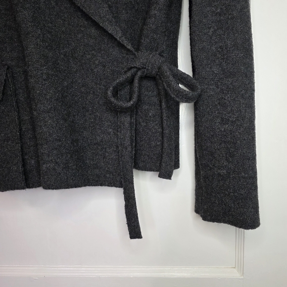 Muriel Dombret 100% Wool Wrap Cardigan Sweater – Size 10 – Charcoal Grey - Picture 3 of 7